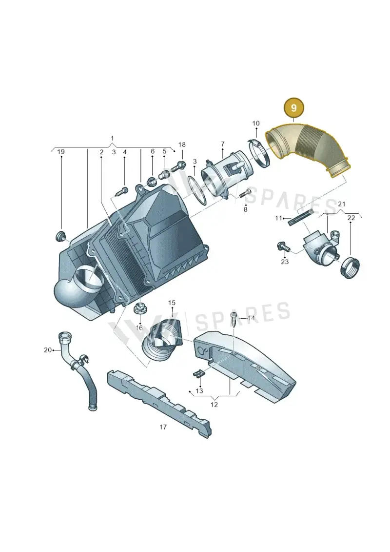 3D0129615S — Volkswagen Phaeton 4motion (2010-2016) diagram 631129100, position 9