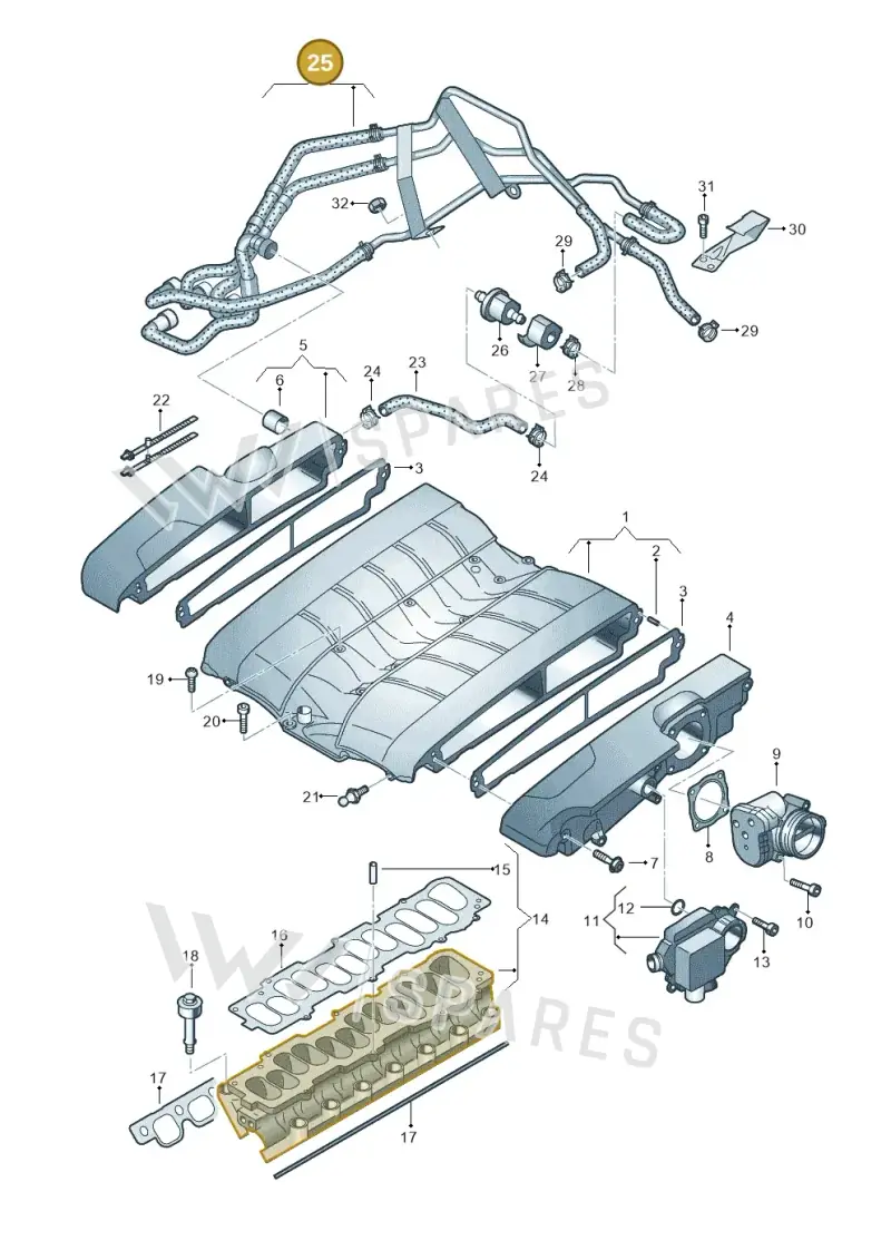 3D0133986AC — Volkswagen Phaeton 4motion (2010-2016) diagram 258133860, position 25