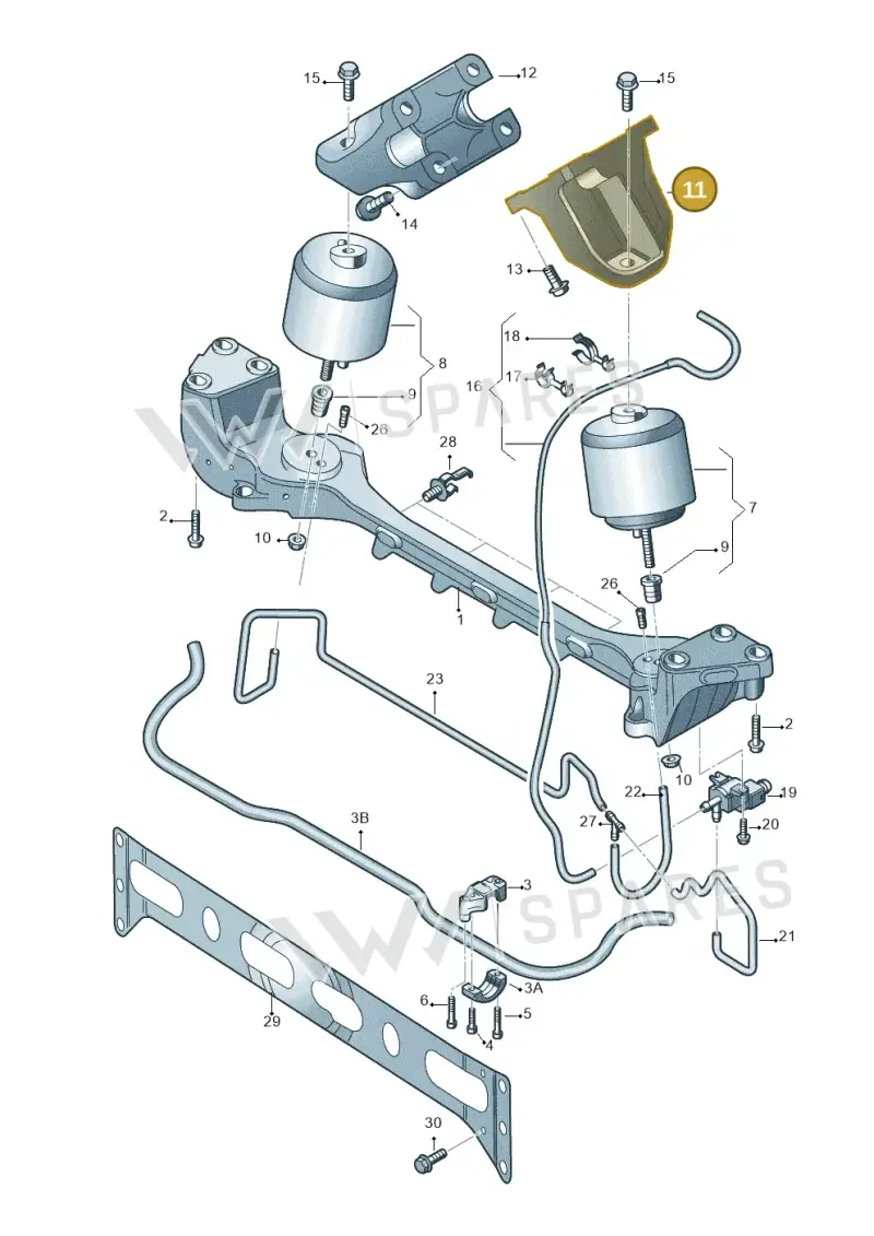 3D0199307AB — Volkswagen Phaeton 4motion (2010-2016) diagram 258199350, position 11