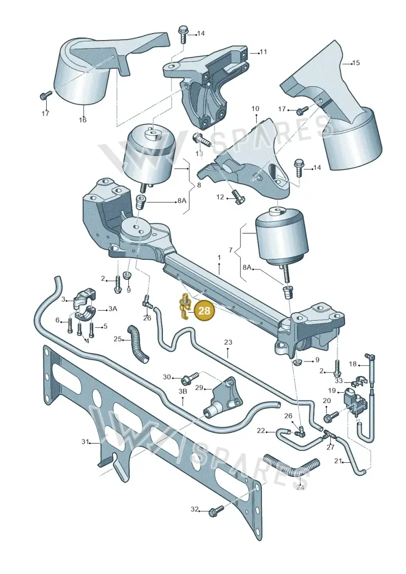 3D0199442 — Volkswagen Phaeton 4motion (2008-2010) diagram 258199500, position 28