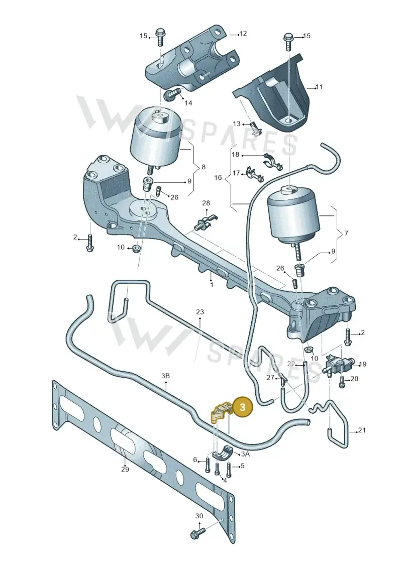 3D0199613H — Volkswagen Phaeton 4motion (2010-2016) diagram 258199350, position 3