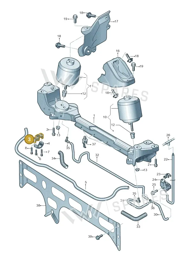 3D0199613H — Volkswagen Phaeton 4motion (2010-2016) diagram 710199400, position 3