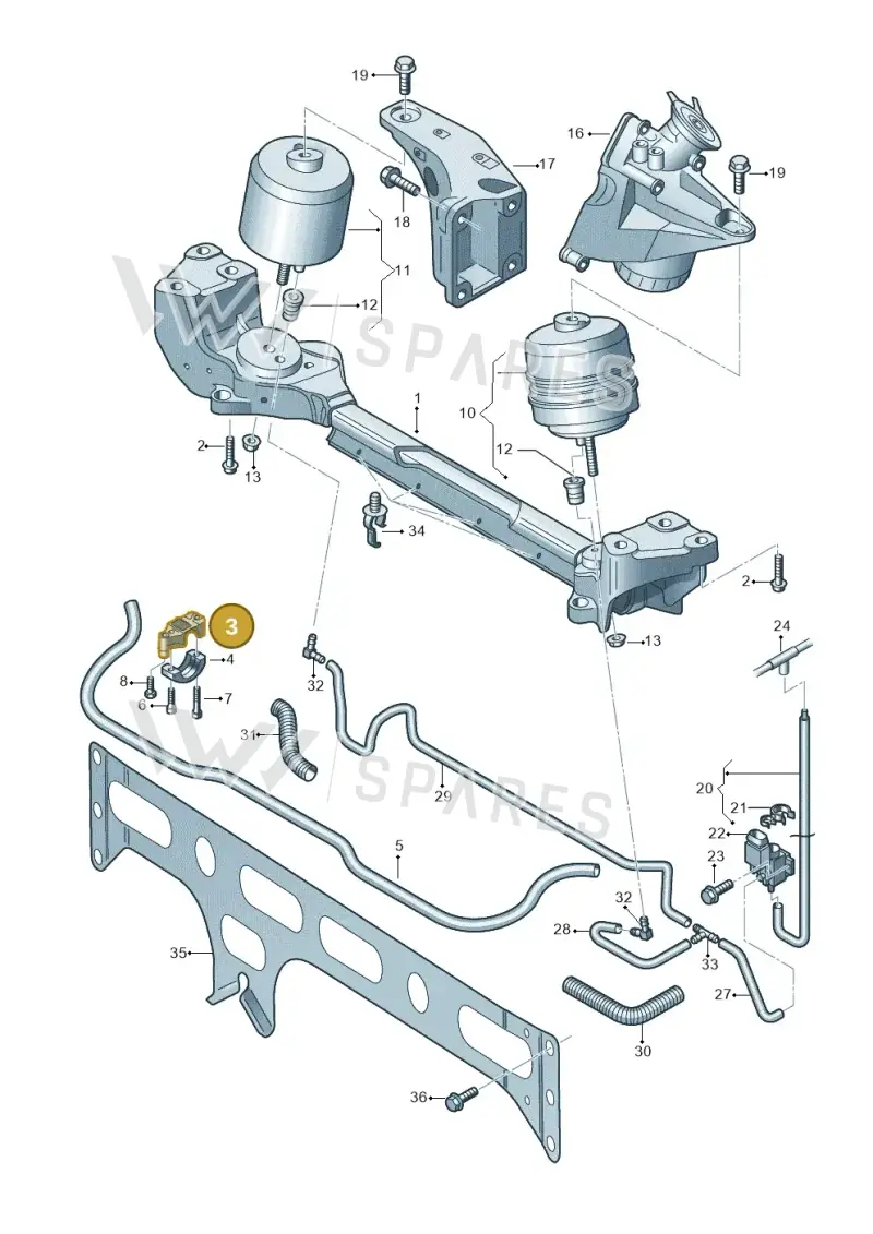 3D0199613H — Volkswagen Phaeton 4motion (2010-2016) diagram 710199300, position 3