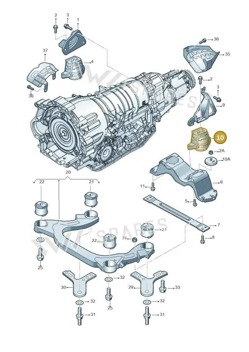 3D0399151AR — Volkswagen Phaeton 4motion (2010-2016) diagram 258399850, position 10