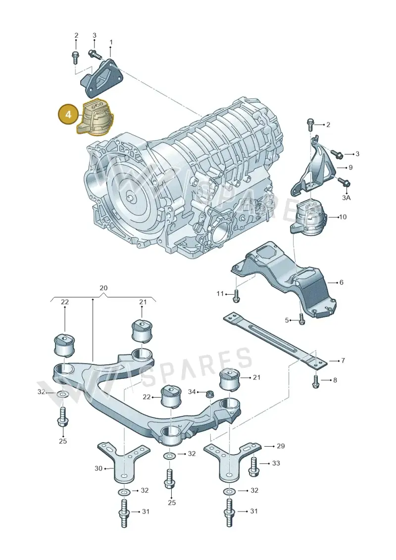 3D0399152K — Volkswagen Phaeton 4motion (2010-2016) diagram 258399800, position 4