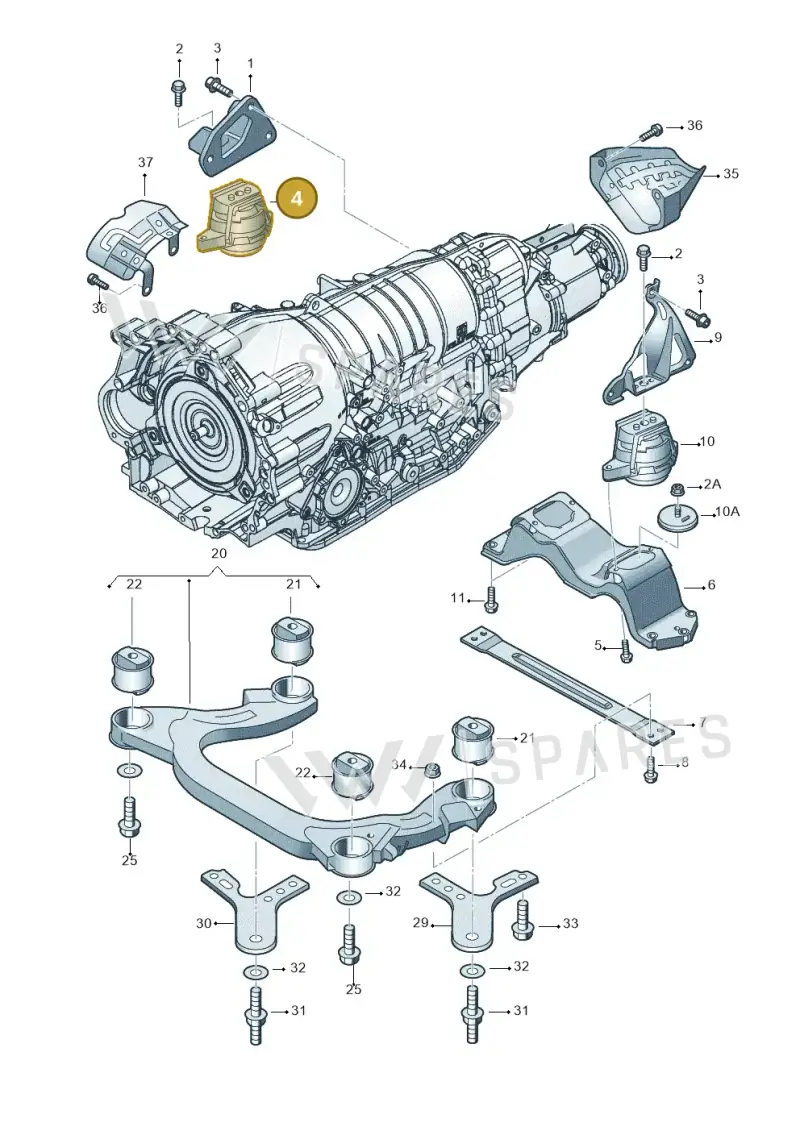 3D0399152N — Volkswagen Phaeton 4motion (2010-2016) diagram 258399850, position 4
