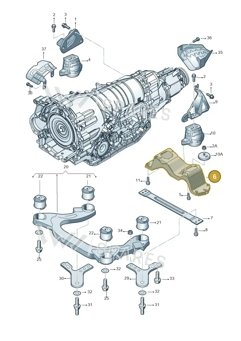 3D0399263AS — Volkswagen Phaeton 4motion (2010-2016) diagram 258399850, position 6