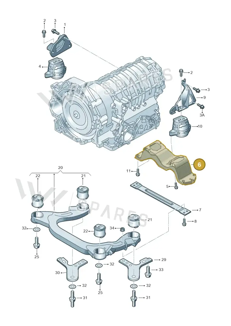 3D0399263AS — Volkswagen Phaeton 4motion (2010-2016) diagram 258399800, position 6