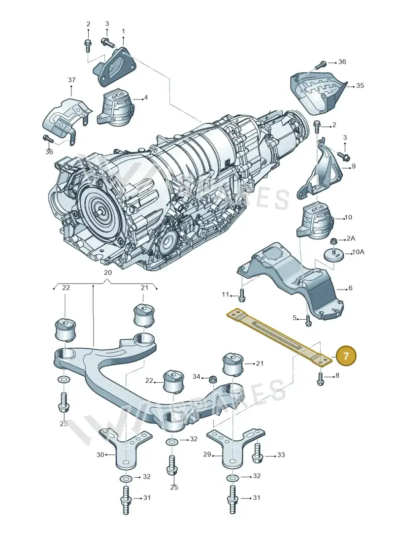 3D0399403D — Volkswagen Phaeton 4motion (2010-2016) diagram 258399850, position 7