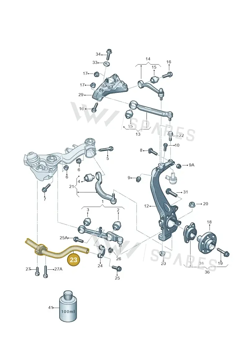 3D0411305H — Volkswagen Phaeton 4motion (2010-2016) diagram 258407000, position 23