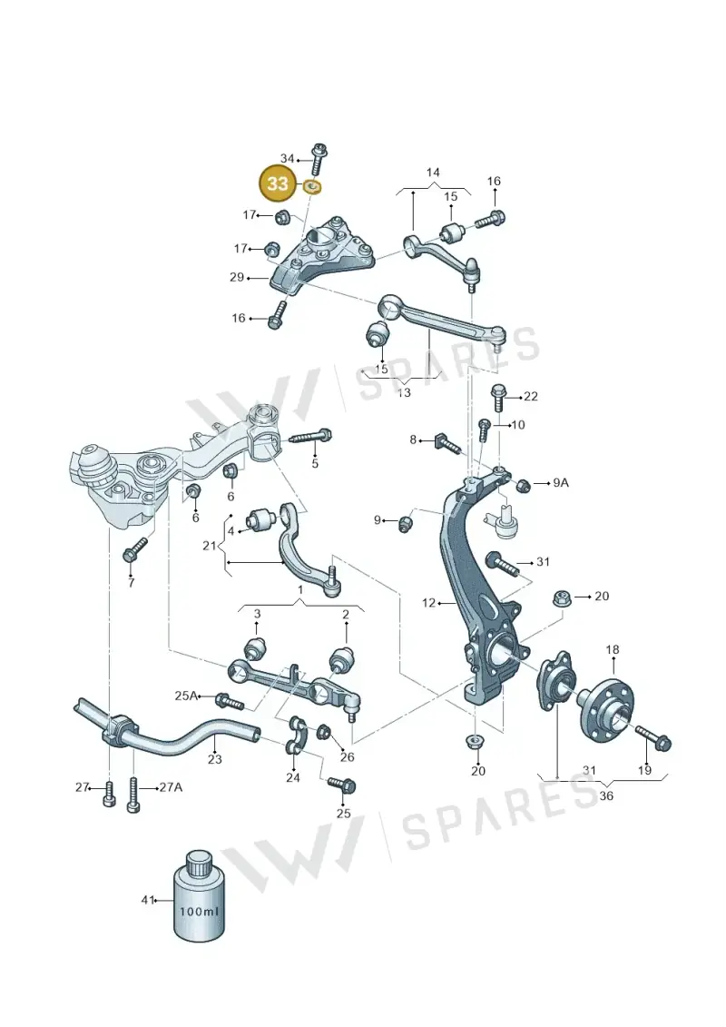 3D0412145A — Volkswagen Phaeton 4motion (2010-2016) diagram 258407000, position 33