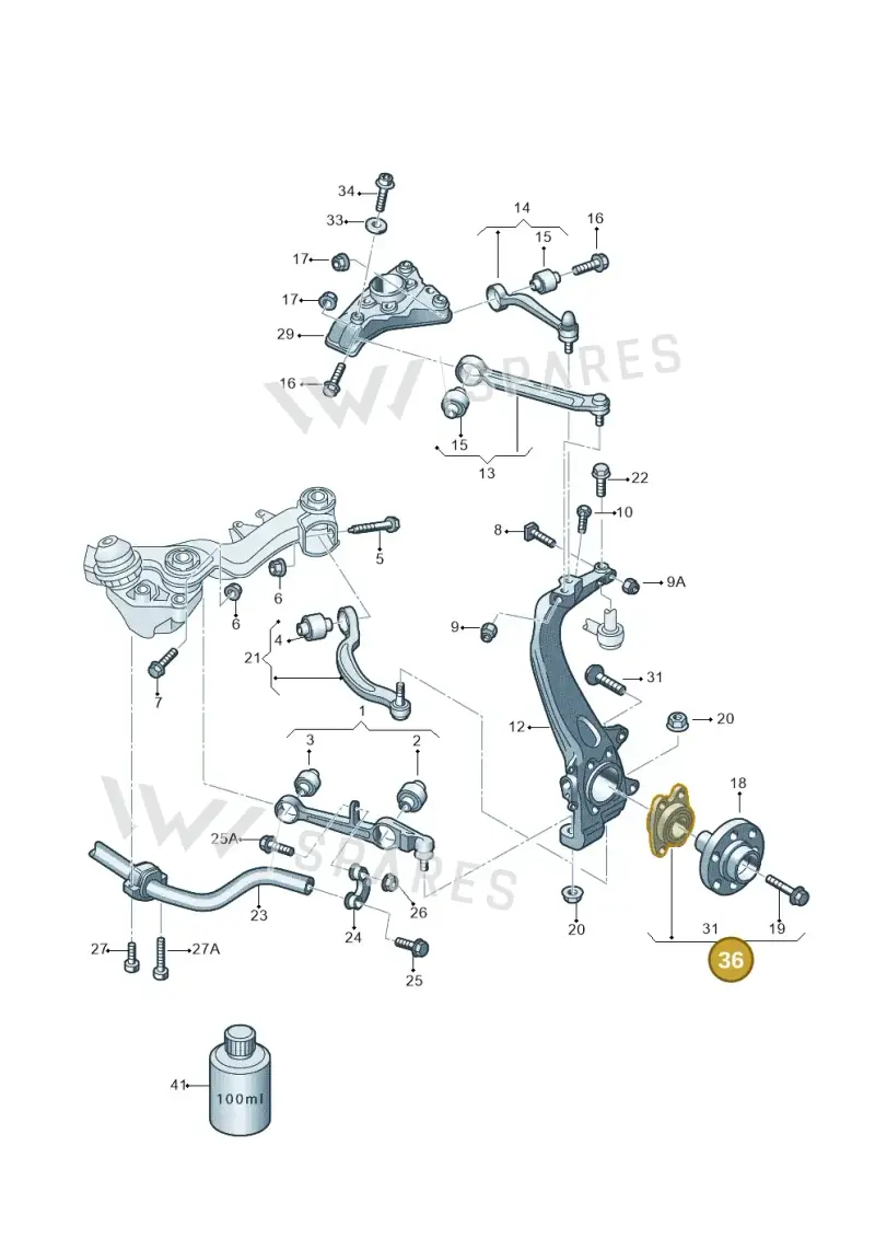 3D0498607B — Volkswagen Phaeton 4motion (2010-2016) diagram 258407000, position 36