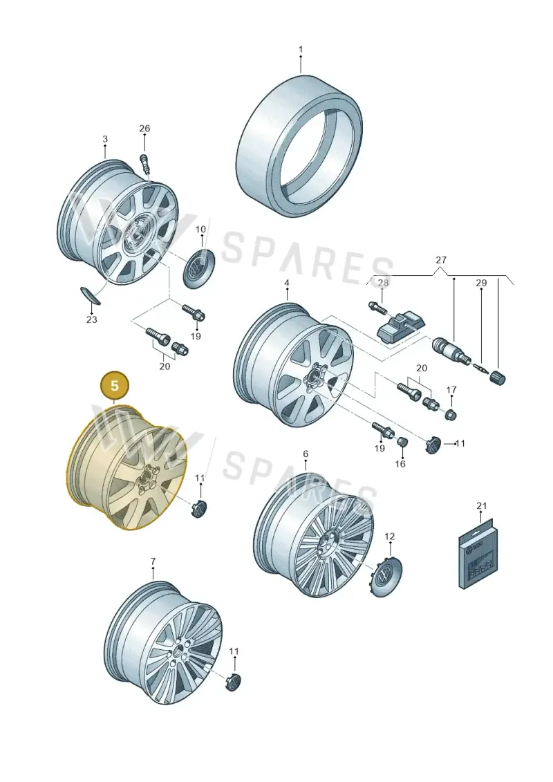 3D0601025AM88Z — Volkswagen Phaeton 4motion (2008-2010) diagram 258601700, position 5
