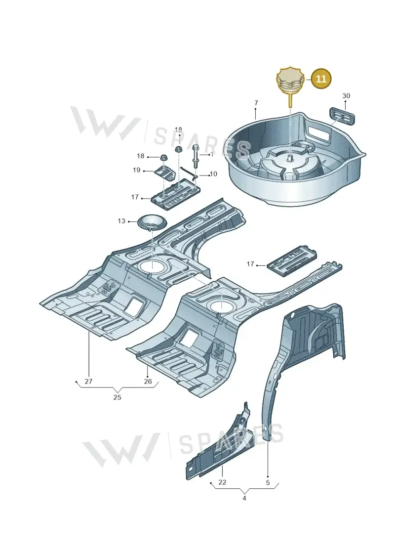 3D0803899B — Volkswagen Phaeton 4motion (2010-2016) diagram 258803500, position 11
