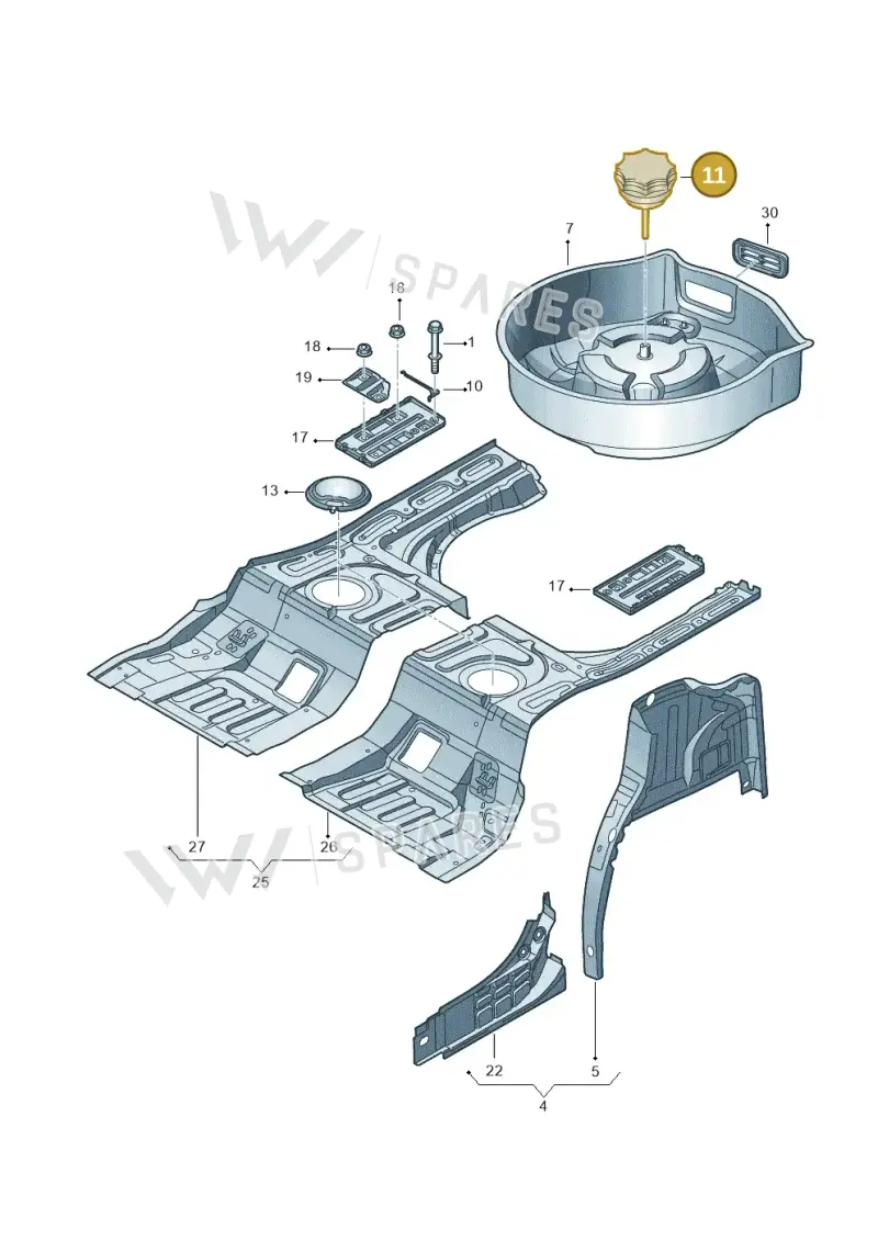 3D0803899J — Volkswagen Phaeton 4motion (2010-2016) diagram 258803500, position 11