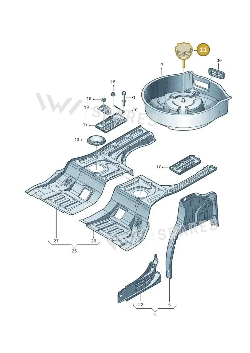 3D0803899K — Volkswagen Phaeton 4motion (2010-2016) diagram 258803500, position 11