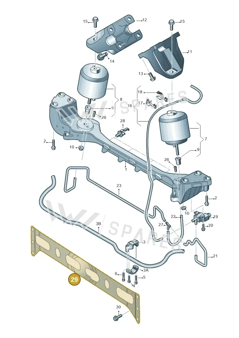 3D0805489B — Volkswagen Phaeton 4motion (2010-2016) diagram 258199350, position 29