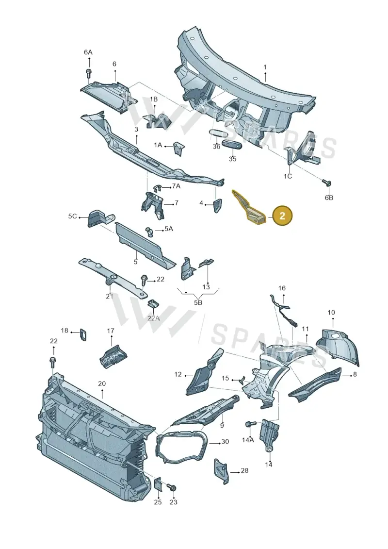 3D0805553A — Volkswagen Phaeton 4motion (2010-2016) diagram 258805000, position 2