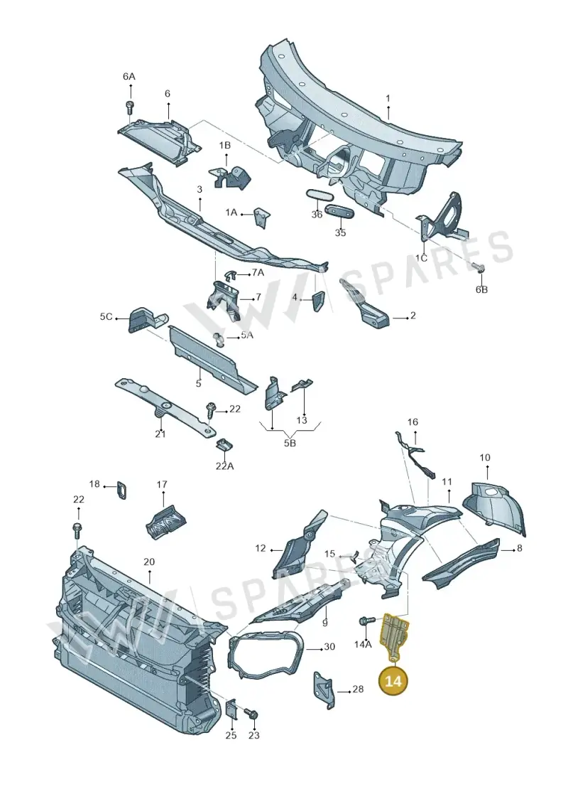 3D0806358A — Volkswagen Phaeton 4motion (2010-2016) diagram 258805000, position 14