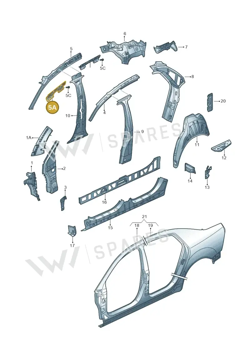 3D0809703H — Volkswagen Phaeton 4motion (2010-2016) diagram 258809000, position 5A