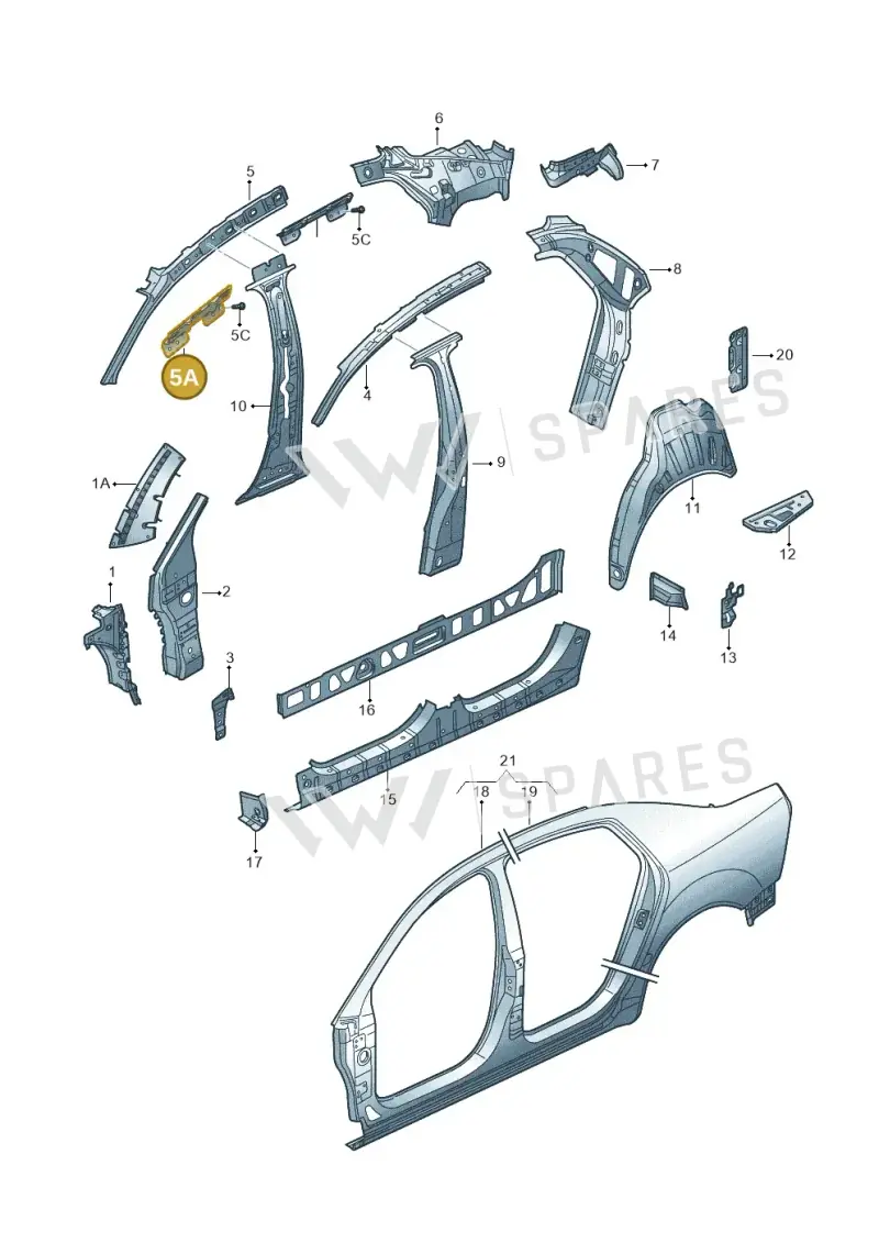 3D0809704H — Volkswagen Phaeton 4motion (2010-2016) diagram 258809000, position 5A
