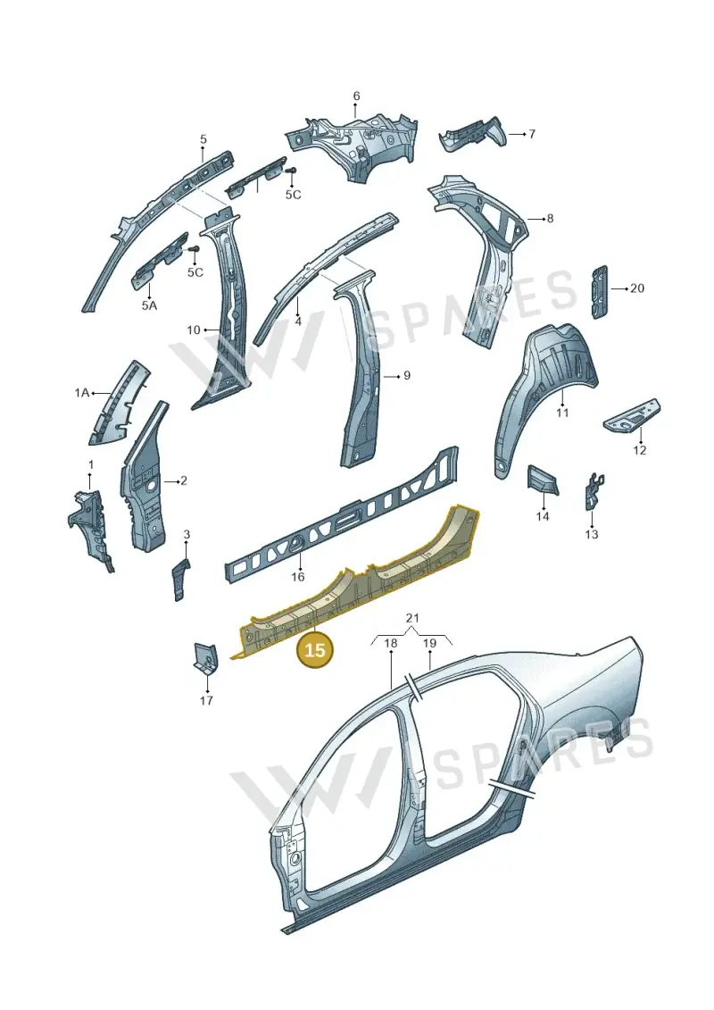 3D0810607B — Volkswagen Phaeton 4motion (2010-2016) diagram 258809000, position 15