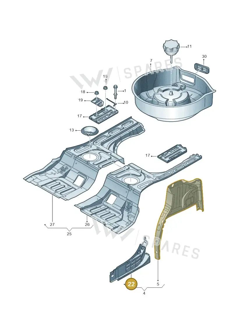3D0813110E — Volkswagen Phaeton 4motion (2010-2016) diagram 258803500, position 22