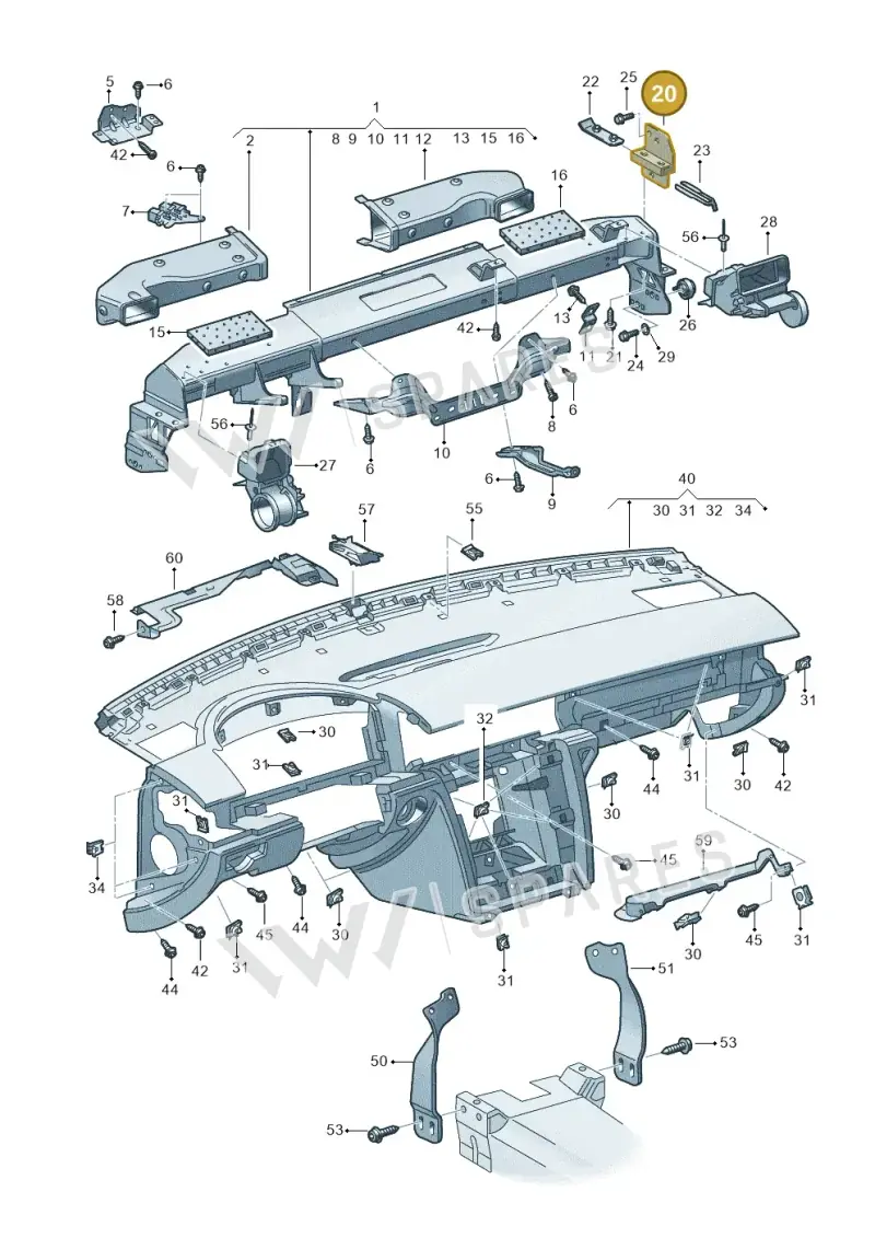 3D0857954C — Volkswagen Phaeton 4motion (2010-2016) diagram 258857000, position 20