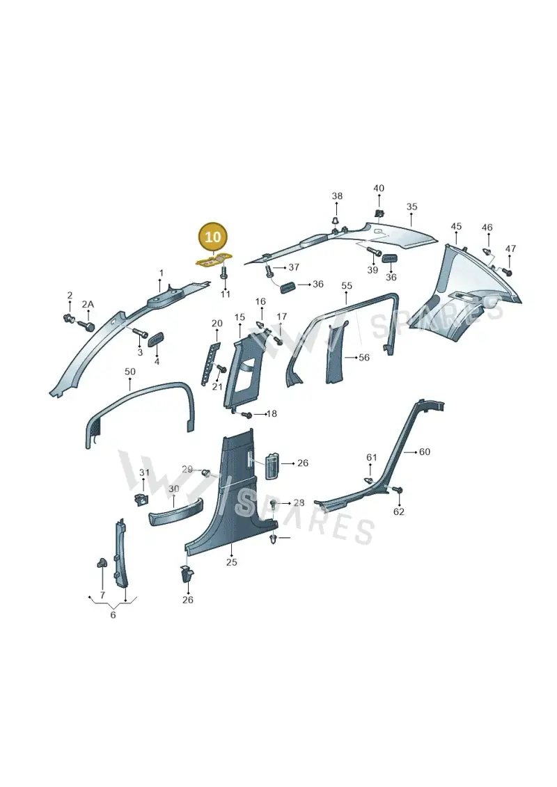 3D0858307A — Volkswagen Phaeton 4motion (2010-2016) diagram 258867650, position 10