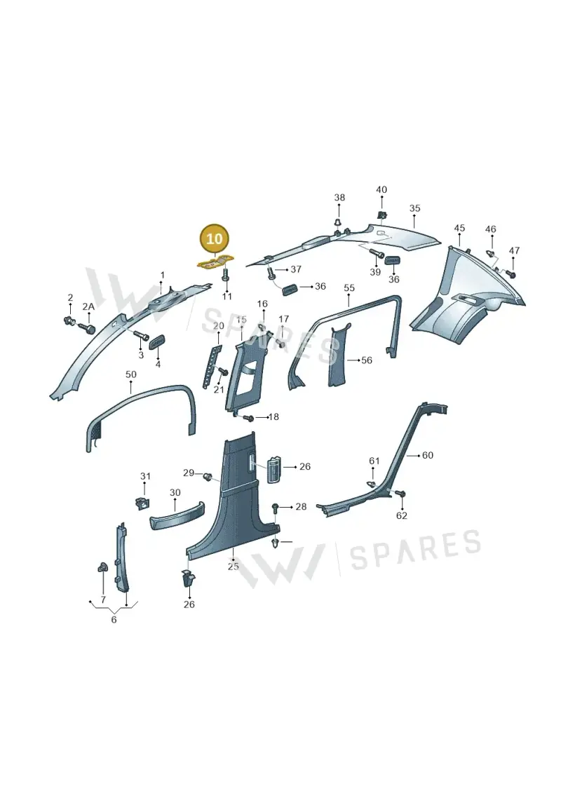 3D0858308A — Volkswagen Phaeton 4motion (2010-2016) diagram 258867650, position 10