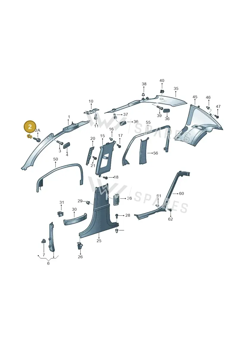 3D0867334A — Volkswagen Phaeton 4motion (2010-2016) diagram 258867650, position 2