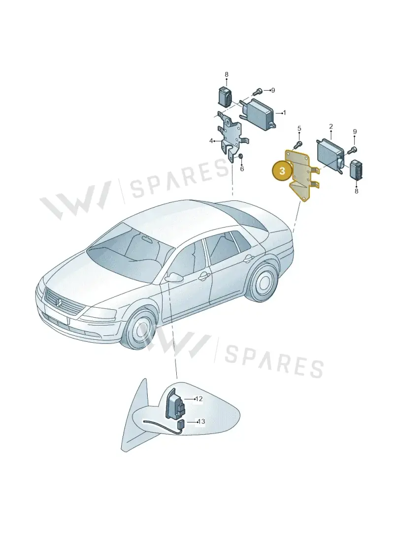 3D0907455A — Volkswagen Phaeton 4motion (2010-2016) diagram 710907150, position 3