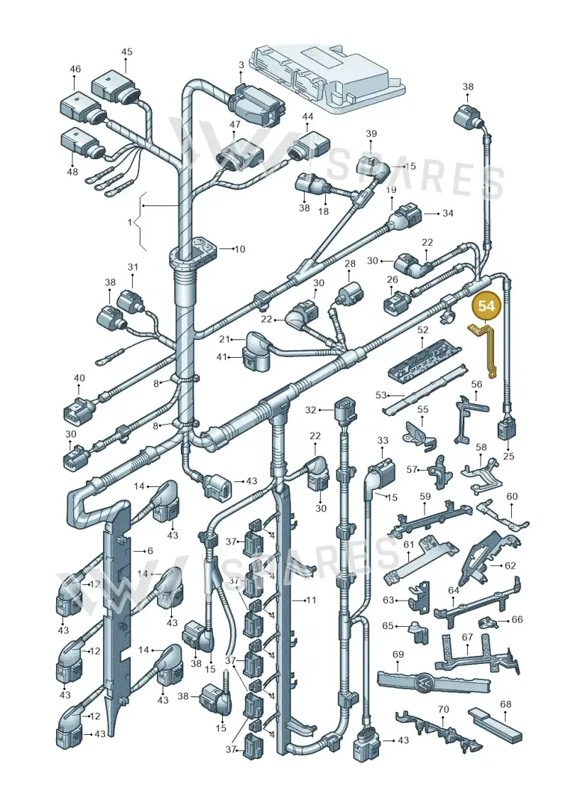 3D0971503AA — Volkswagen Phaeton 4motion (2010-2016) diagram 258971060, position 54