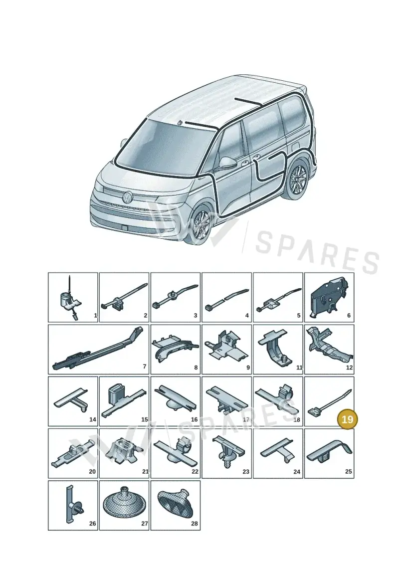 3D0971739 — Volkswagen Multivan (2021-) diagram 7t0972001, position 19