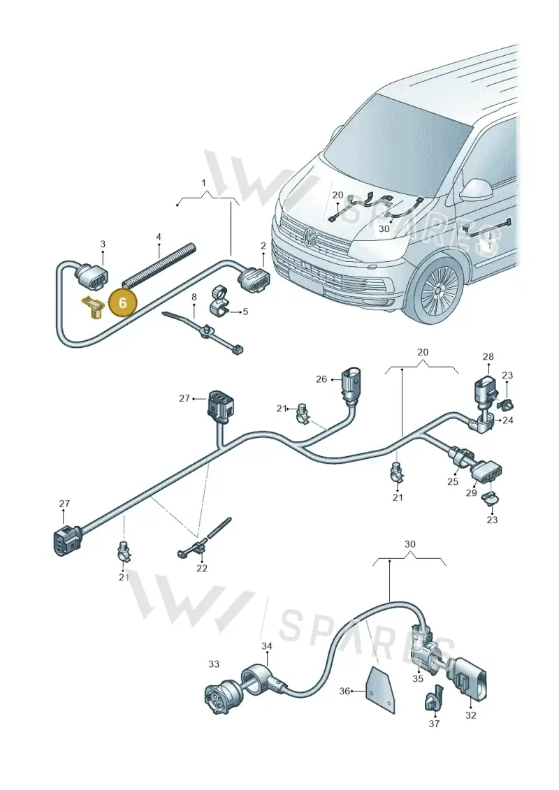 3D0971830D — Volkswagen Single-cab transp. (2019-2024) diagram 7fp971032, position 6