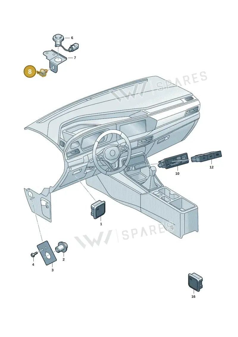 3D0971830F — Volkswagen Caddy Maxi Kombi (2020-2024) diagram 2ka941051, position 8