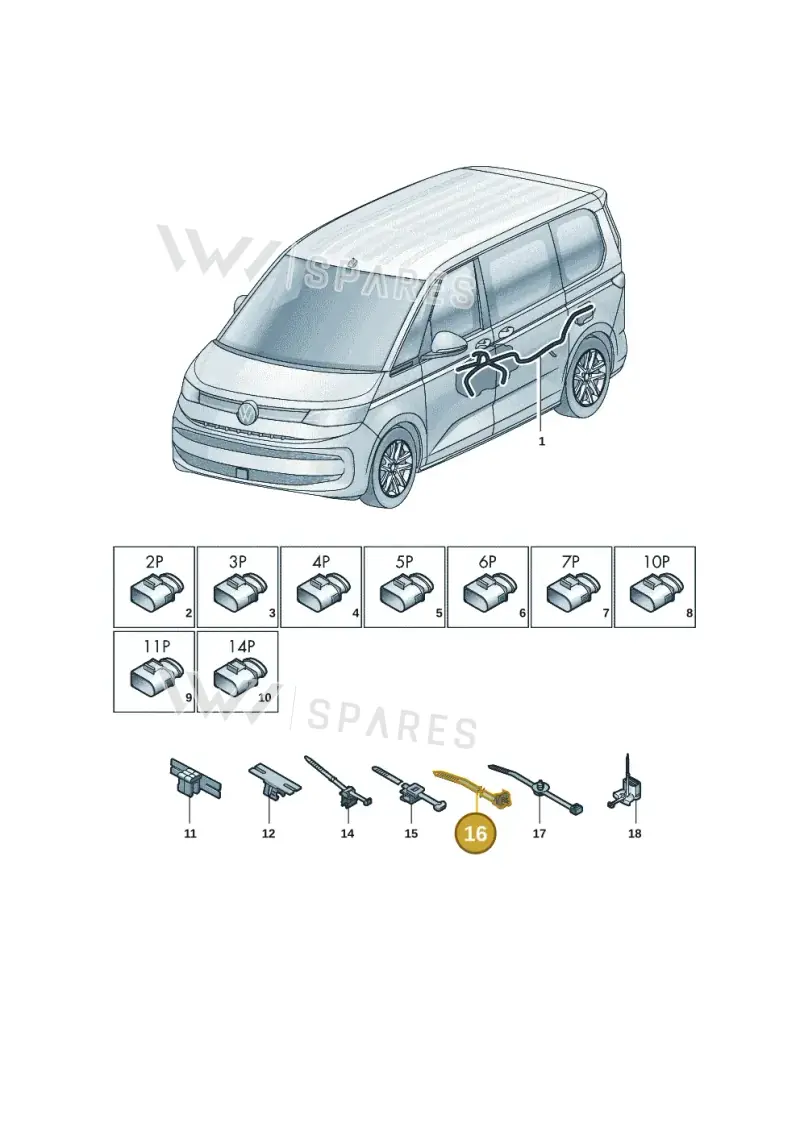 3D0971838H — Volkswagen Multivan (2021-2025) diagram 7t0972290, position 16
