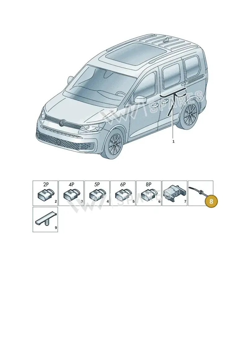 3D0971838N — Volkswagen Caddy Maxi Kombi (2020-2024) diagram 2ka972037, position 8