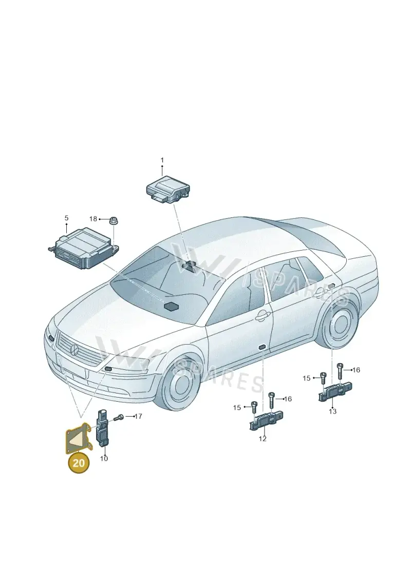 3D0972319 — Volkswagen Phaeton 4motion (2010-2016) diagram 258909100, position 20