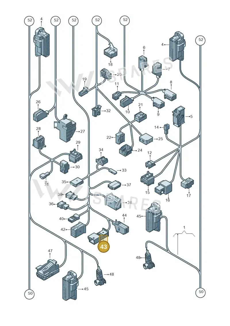 3D0973332 — Volkswagen Golf (2011-2013) diagram 649971820, position 43
