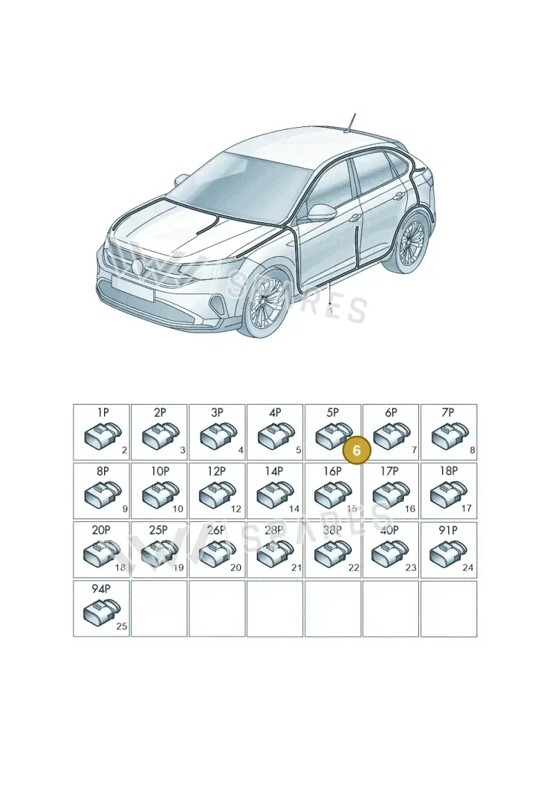 3D0973715 — Volkswagen Taigo (2021-2024) diagram 2f0971081, position 6