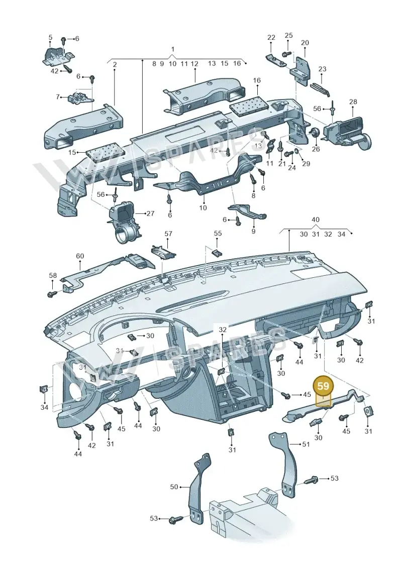 3D1857572 — Volkswagen Phaeton 4motion (2010-2016) diagram 258857000, position 59