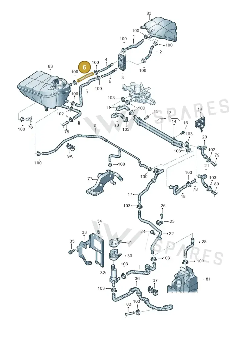 3D2121447C — Volkswagen Phaeton 4motion (2010-2016) diagram 258121630, position 6