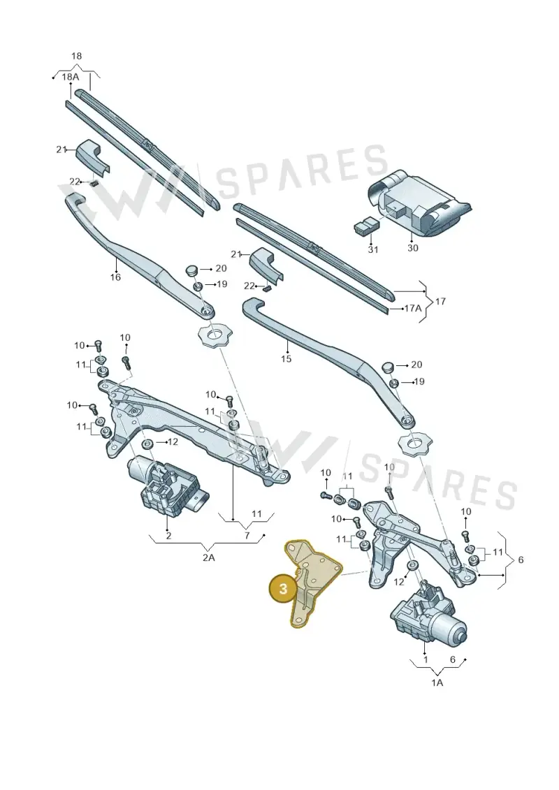 3D2955623 — Volkswagen Phaeton 4motion (2010-2016) diagram 258955000, position 3