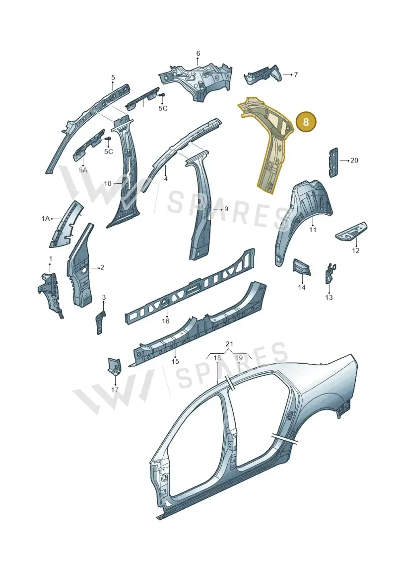 3D5809263C — Volkswagen Phaeton 4motion (2010-2016) diagram 258809000, position 8
