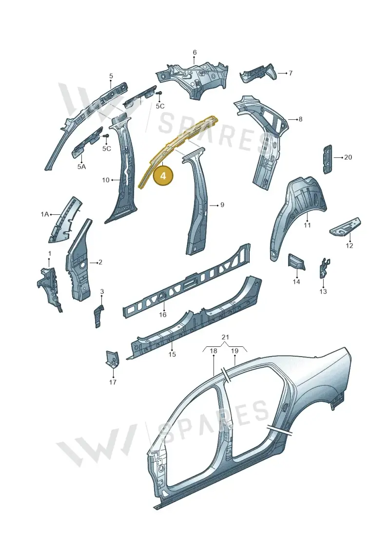 3D5810411C — Volkswagen Phaeton 4motion (2010-2016) diagram 258809000, position 4