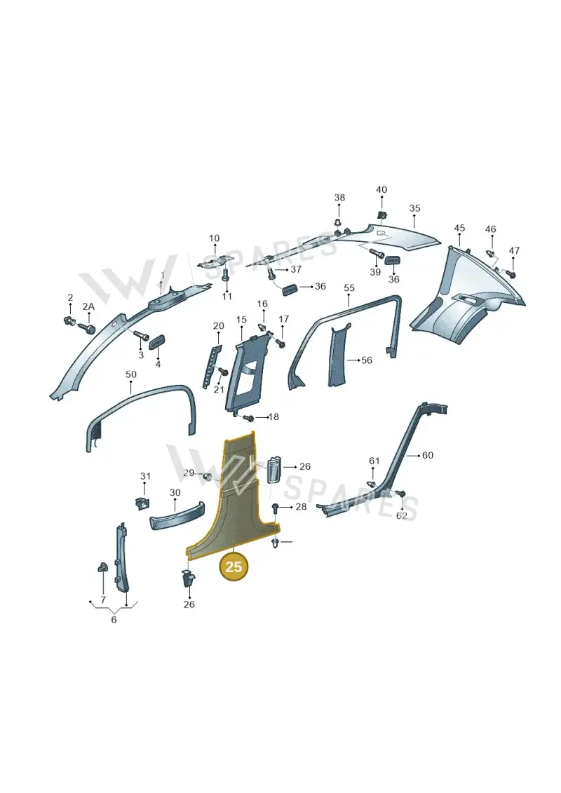 3D5867292AAPKZ — Volkswagen Phaeton 4motion (2010-2016) diagram 258867650, position 25