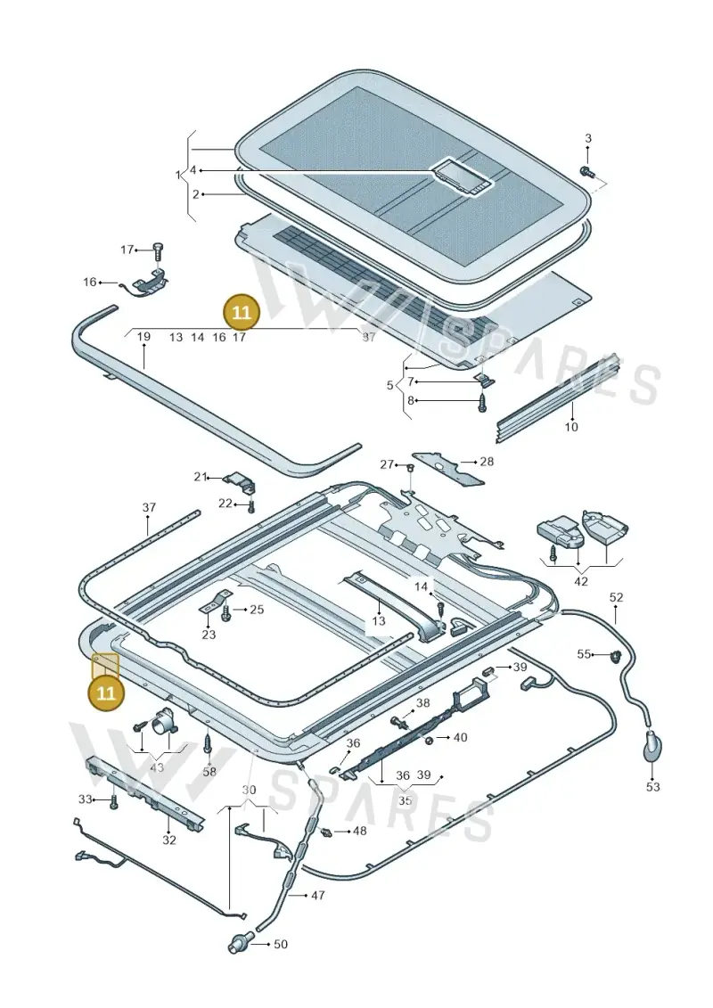 3D5877049 — Volkswagen Phaeton 4motion (2010-2016) diagram 258877000, position 11