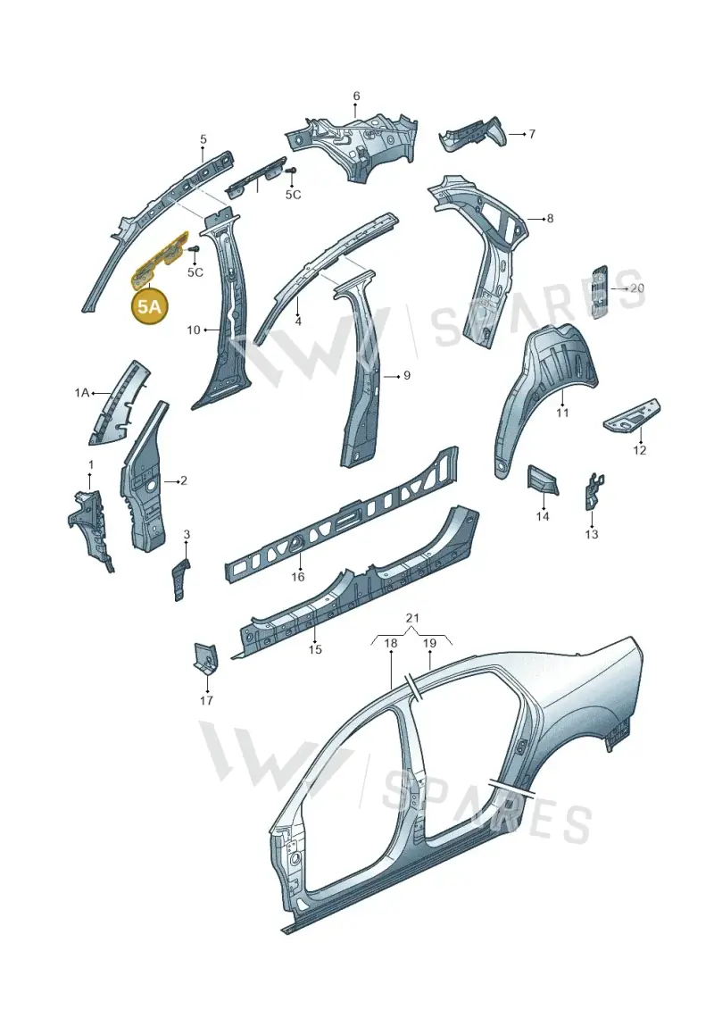 3D7809703C — Volkswagen Phaeton 4motion (2010-2016) diagram 258809000, position 5A