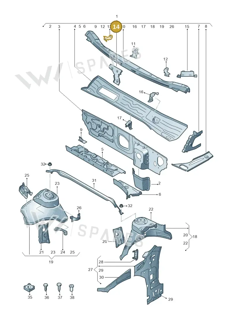 3G0803249 — Volkswagen Passat saloon (2014-2024) diagram 793805500, position 14